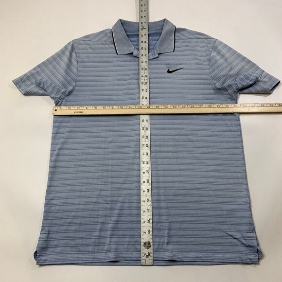 Nike Polo Shirt Mens M Cornflower Candy Blue Dri Fit Vapor Control Stripe Golf - Picture 5 of 10